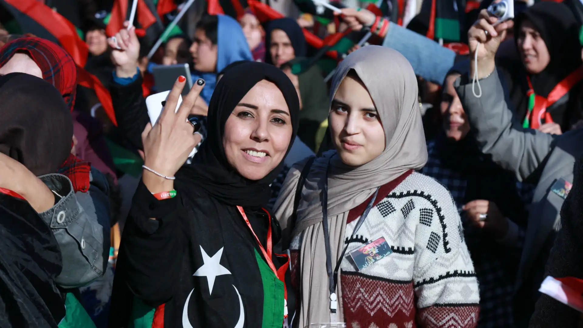 Women in Libya on streets protesting for peace